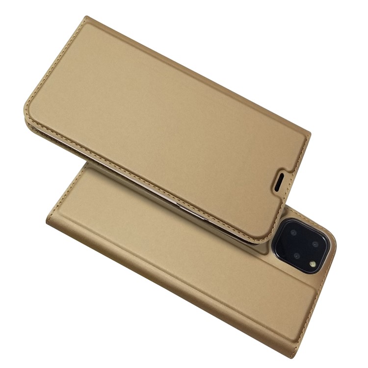 Magnetisches Adsorptionsleder Mit Kartenschlitzkasten Für Iphone 11 Pro 5.8 Zoll - Gold-9