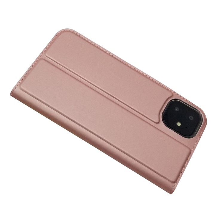 Magnetic Adsorption Leather Card Holder Phone Case for iPhone 11 6.1 inch - Rose Gold-5