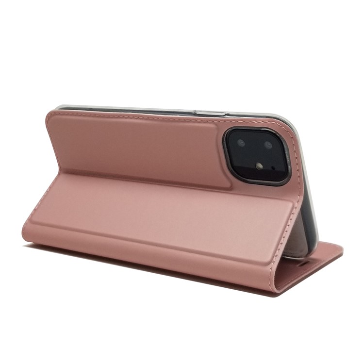Magnetic Adsorption Leather Card Holder Phone Case for iPhone 11 6.1 inch - Rose Gold-7