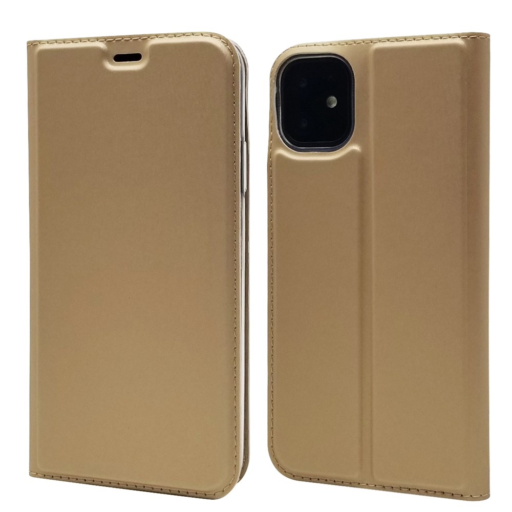 Magnetic Adsorption Leather Card Holder Phone Case for iPhone 11 6.1 inch - Gold-1