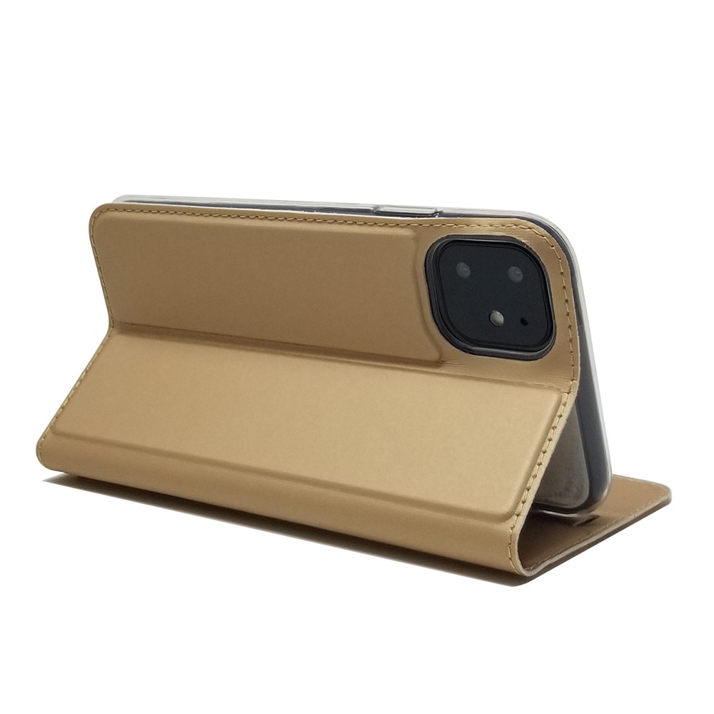 Magnetic Adsorption Leather Card Holder Phone Case for iPhone 11 6.1 inch - Gold-7