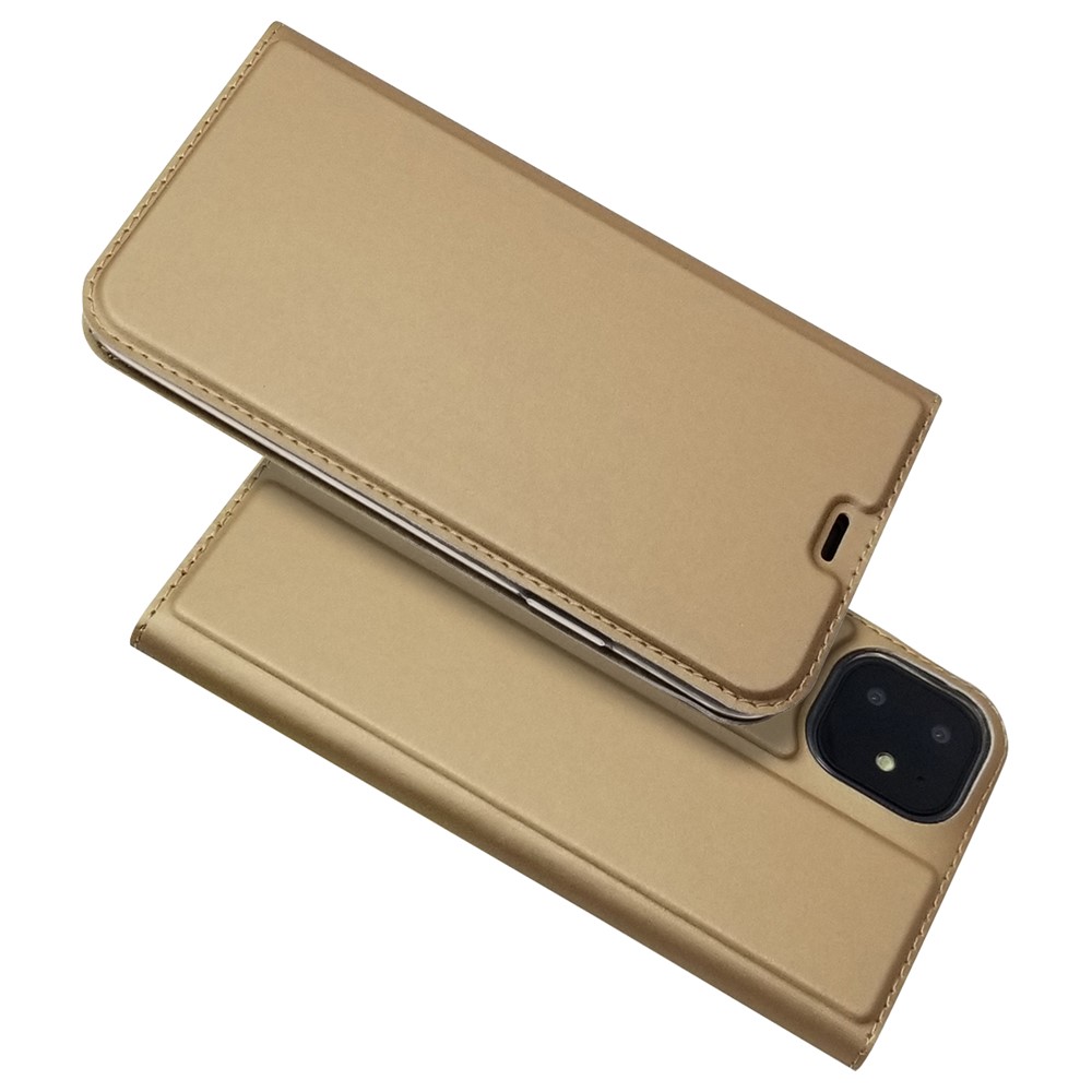 Magnetic Adsorption Leather Card Holder Phone Case for iPhone 11 6.1 inch - Gold-9
