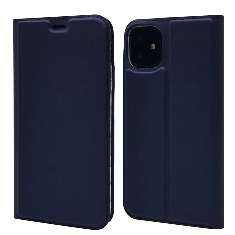 Case de Teléfono Del Soporte de Tarjetas de Cuero de Adsorción Magnética Para Iphone 11 6.1 Pulgadas - Azul