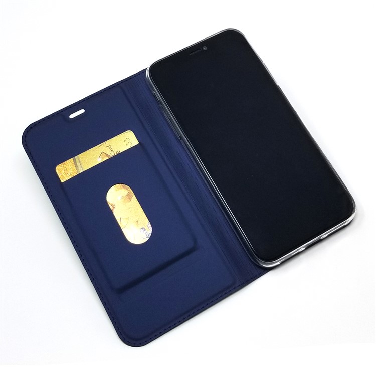 Porta Della Scheda in Pelle di Adsorbimento Magnetico Custou di Telefono Per Iphone 11 6,1 Pollici - Blu