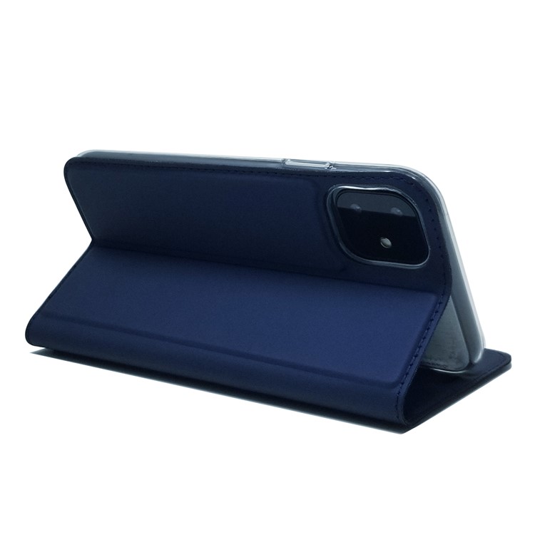 Porta Della Scheda in Pelle di Adsorbimento Magnetico Custou di Telefono Per Iphone 11 6,1 Pollici - Blu