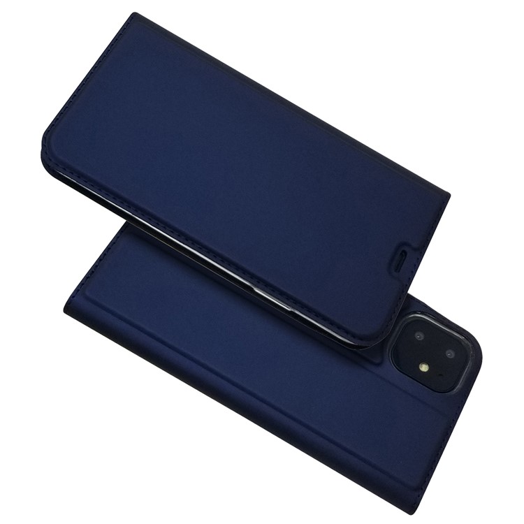 Porta Della Scheda in Pelle di Adsorbimento Magnetico Custou di Telefono Per Iphone 11 6,1 Pollici - Blu