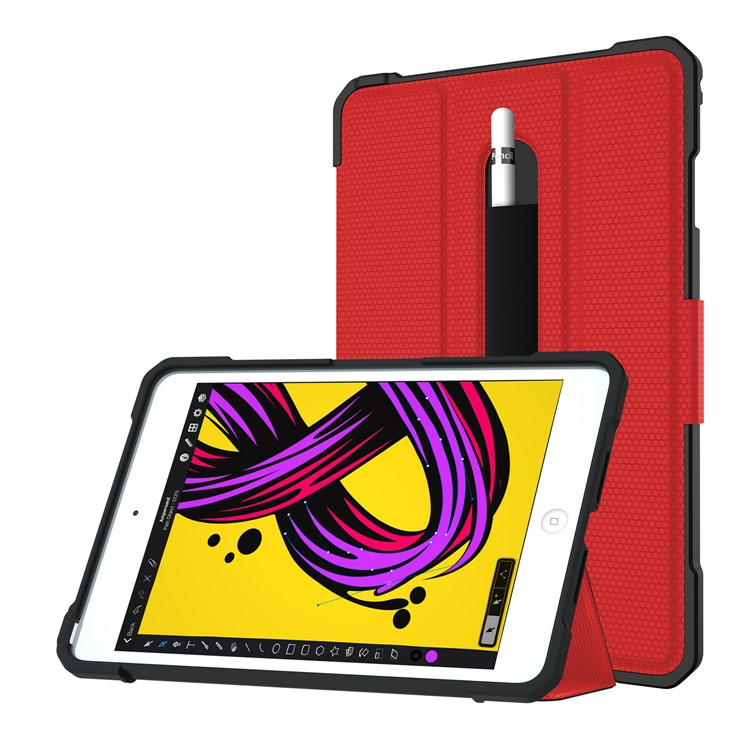 Shockproof PU Leather Stand Tablet Case for iPad Mini/Mini 2/3/4/Mini (2019) 7.9 inch - Red-17