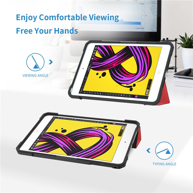 Shockproof PU Leather Stand Tablet Case for iPad Mini/Mini 2/3/4/Mini (2019) 7.9 inch - Red-3