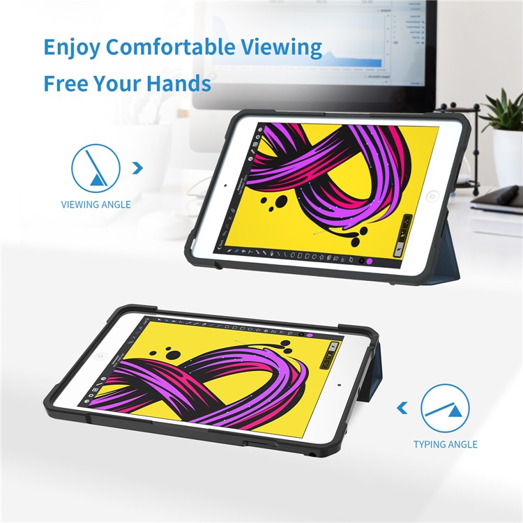 Shockproof PU Leather Stand Tablet Case for iPad Mini/Mini 2/3/4/Mini (2019) 7.9 inch - Dark Blue-3