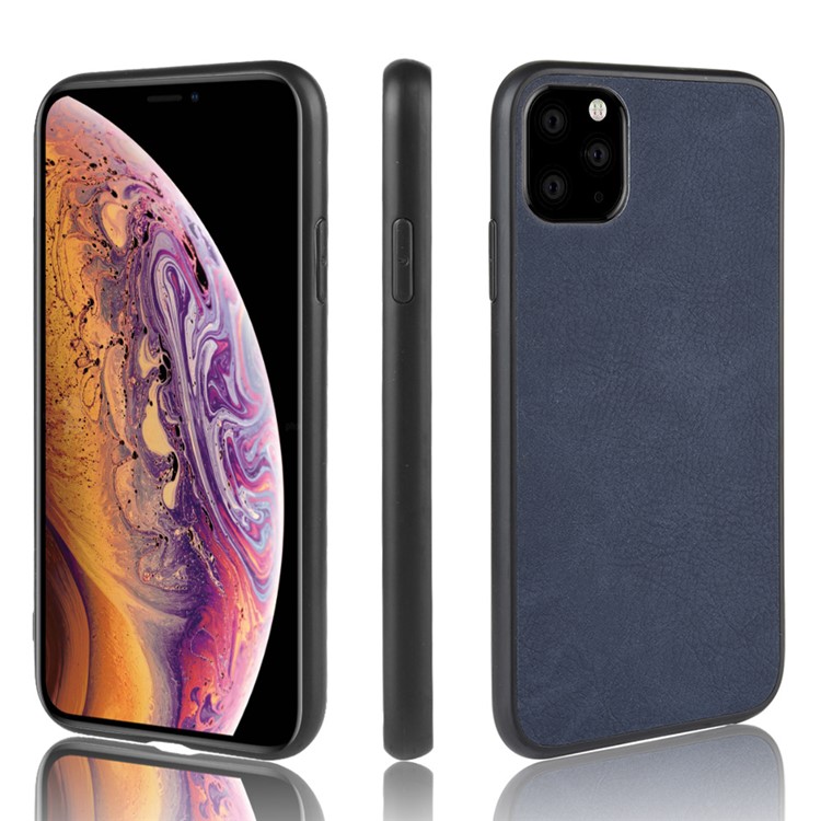 PU Leather Coated TPU + PC Casing Shell for iPhone 11 Pro Max 6.5 inch - Dark Blue-1