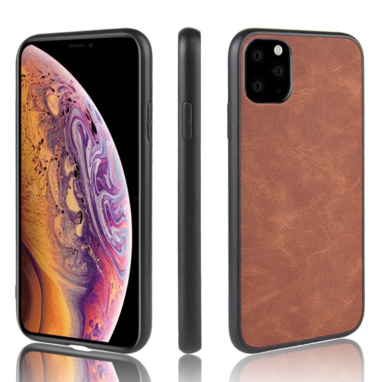 PU Leather Coated TPU + PC Casing Shell for iPhone 11 Pro Max 6.5 inch - Brown-1