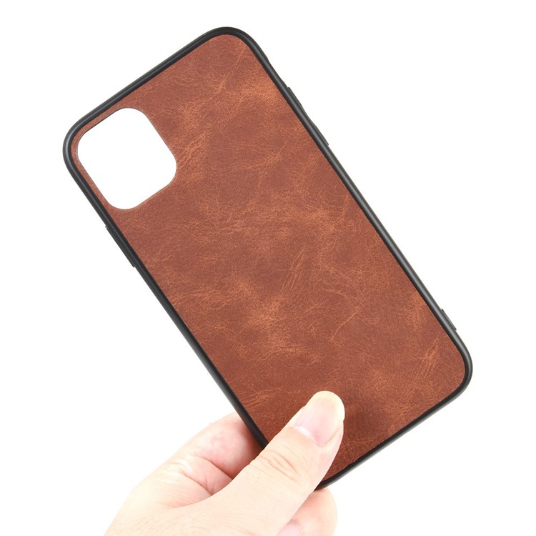 PU Leather Coated TPU + PC Casing Shell for iPhone 11 Pro Max 6.5 inch - Brown-5