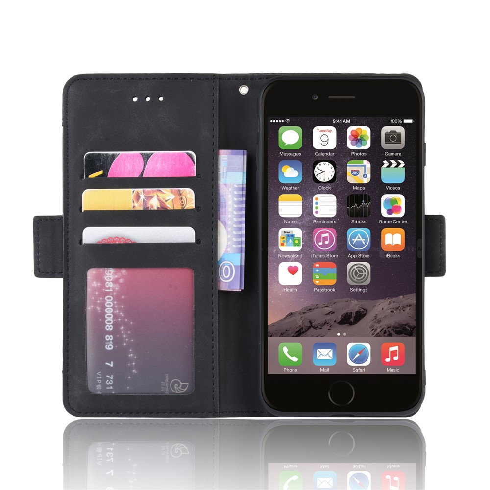 Wallet Stand Flip Leather Case with Multiple Card Slots for iPhone 8 Plus/7 Plus 5.5 inch - Black-7