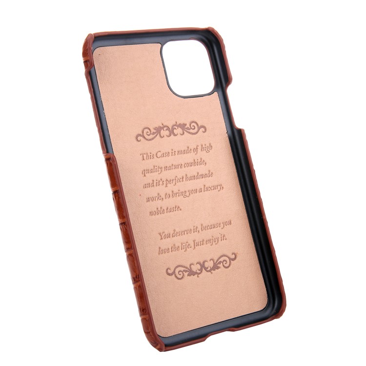 Crocodile Texture Genuine Leather Coated PC Back Cover with Hand Band Kickstand for iPhone 11 Pro 5.8 inch - Brown-8