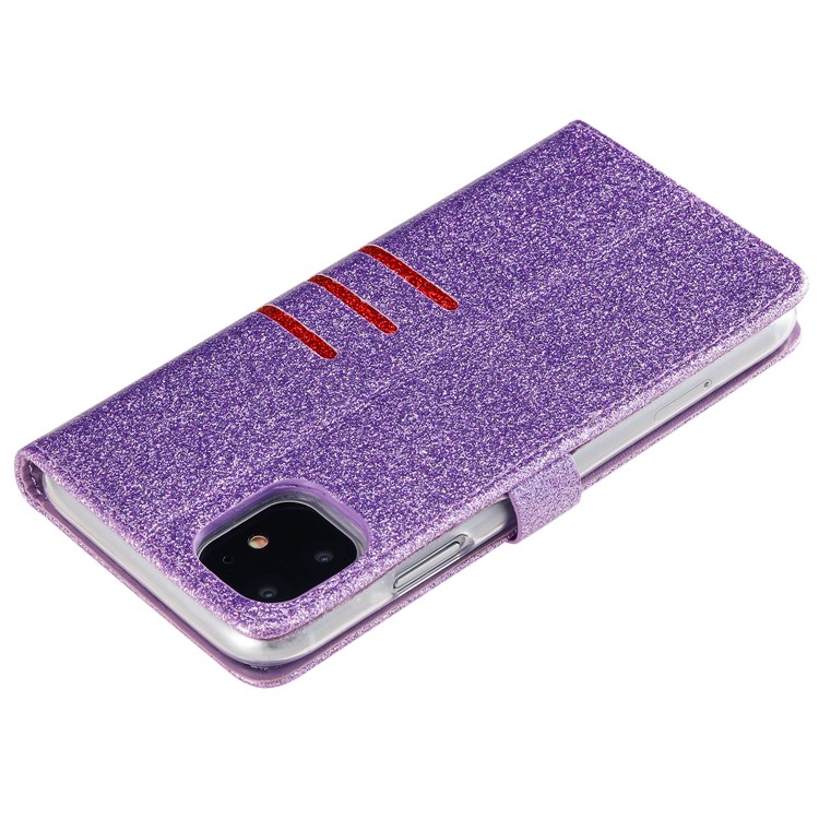 Glitter Powder Leather Wallet Stand Case for iPhone 11 Pro Max 6.5 inch - Purple-6