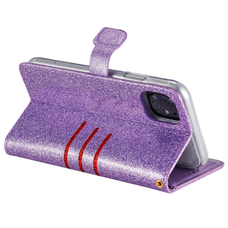 Glitter Powder Leather Wallet Stand Case for iPhone 11 Pro Max 6.5 inch - Purple-8