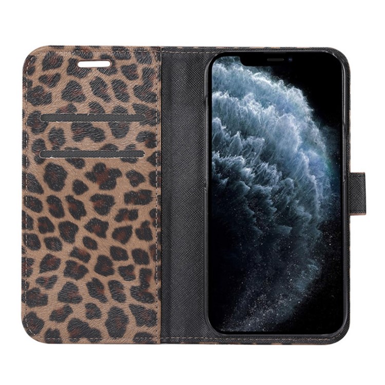 Padrão De Leopardo Carteira Estojo De Couro Flip Para Iphone 11 Pro 5,8 Polegadas - Marrom Claro-2