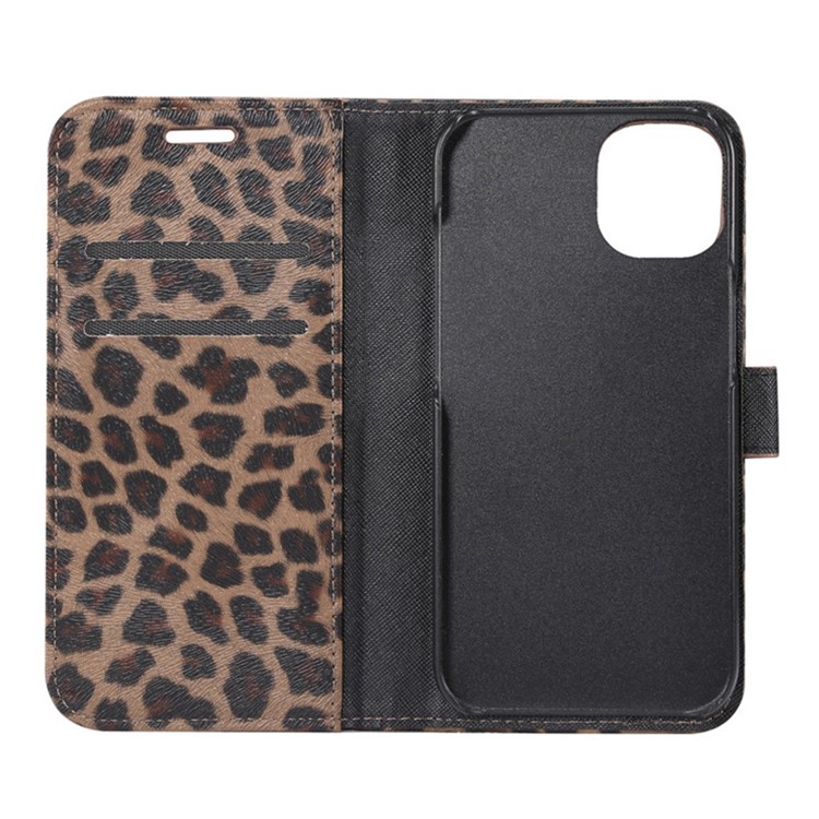 Padrão De Leopardo Carteira Estojo De Couro Flip Para Iphone 11 Pro 5,8 Polegadas - Marrom Claro-4