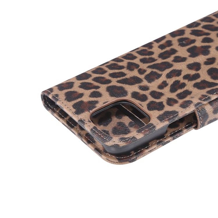 Padrão De Leopardo Carteira Estojo De Couro Flip Para Iphone 11 Pro 5,8 Polegadas - Marrom Claro-5
