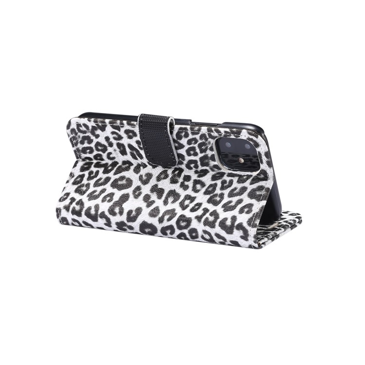 Case de Cuero de Billetera de Textura de Leopardo Con Cubierta Telefónica de Stand Para Iphone 11 6.1 Pulgadas - Blanco-5