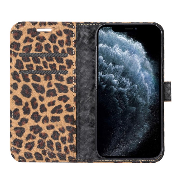 Leopard Texture Stand Case de la Billetera Del Teléfono de Cuero Para Iphone 11 Pro Max 6.5 Pulgadas - Amarillo-2