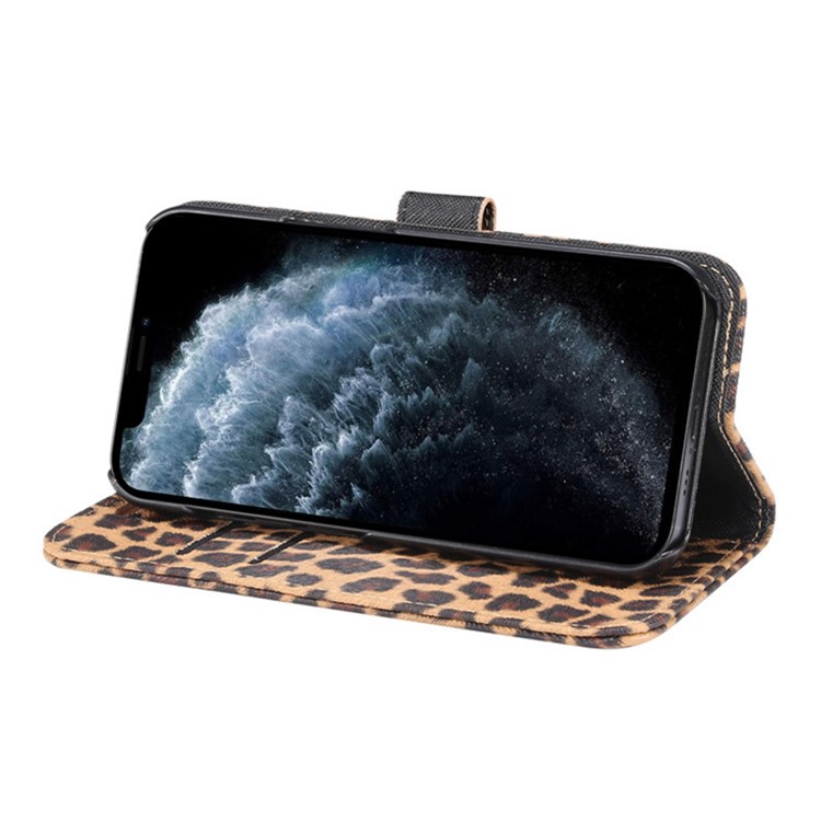 Leopard Texture Stand Case de la Billetera Del Teléfono de Cuero Para Iphone 11 Pro Max 6.5 Pulgadas - Amarillo-3