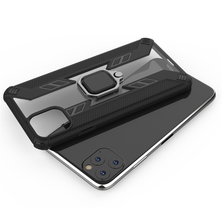 Estilo Rotativo Anel Guerreiro Kickstand PC + TPU Combo Case Para Iphone 11 Pro Max 6,5 Polegadas (2019) - Preto-10