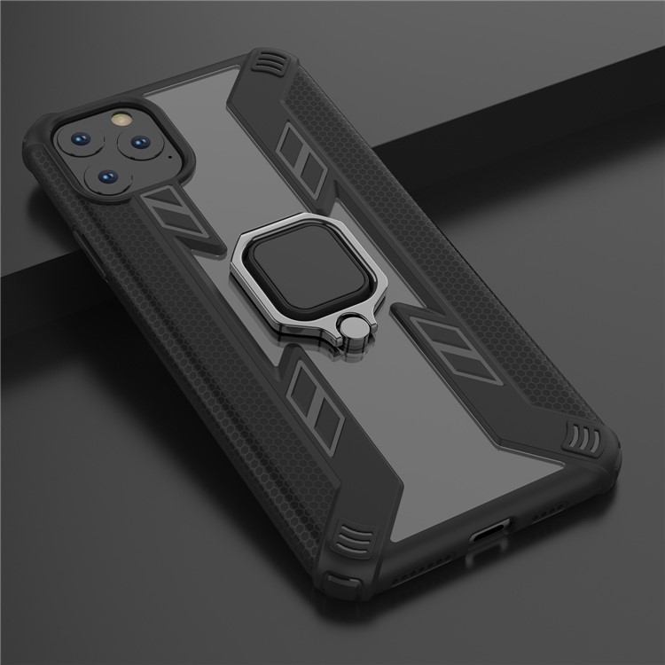 Estilo Rotativo Anel Guerreiro Kickstand PC + TPU Combo Case Para Iphone 11 Pro Max 6,5 Polegadas (2019) - Preto-8