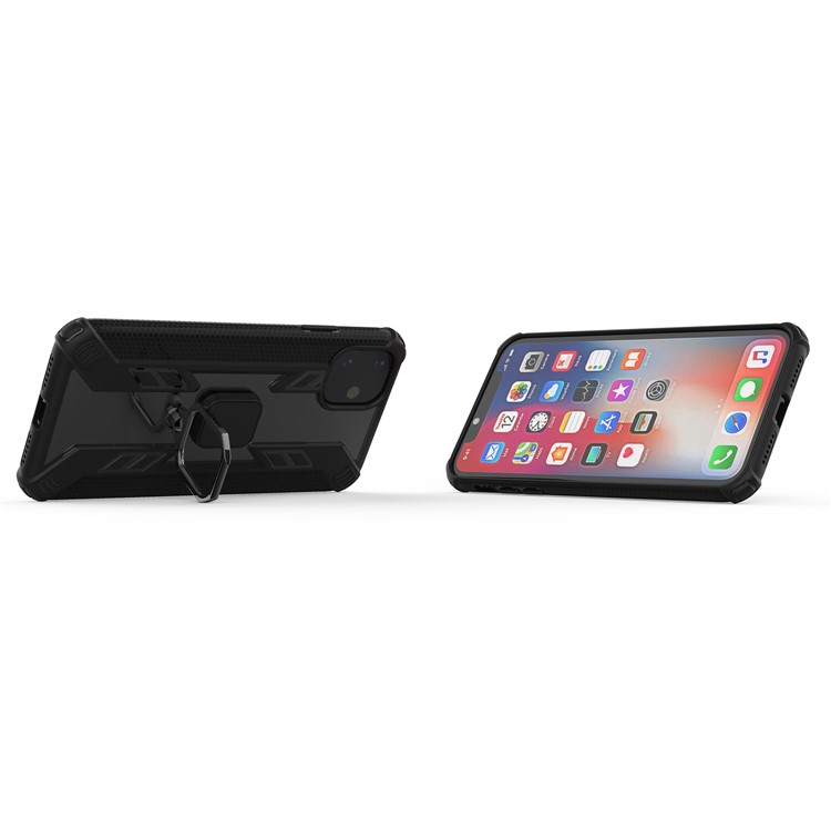 Warrior Style Rotating Ring Kickstand PC + TPU Hybrid Cover for iPhone 11 6.1 inch (2019) - Black-6