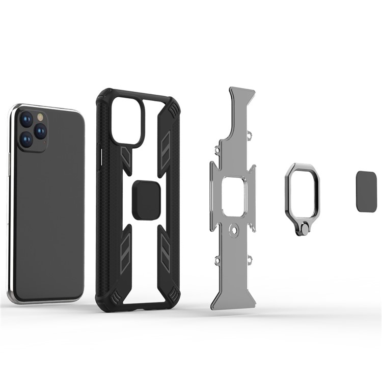 Warrior Style Rotating Ring Kickstand PC + TPU Hybrid Case for iPhone 11 Pro 5.8 inch (2019) - Black-12