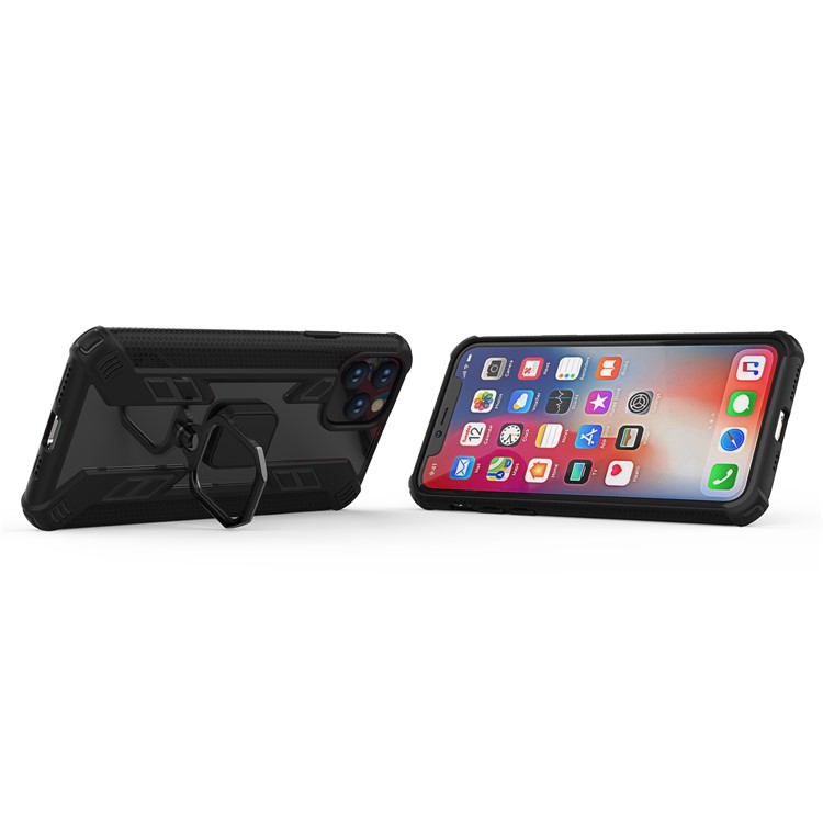 Warrior Style Rotating Ring Kickstand PC + TPU Hybrid Case for iPhone 11 Pro 5.8 inch (2019) - Black-4