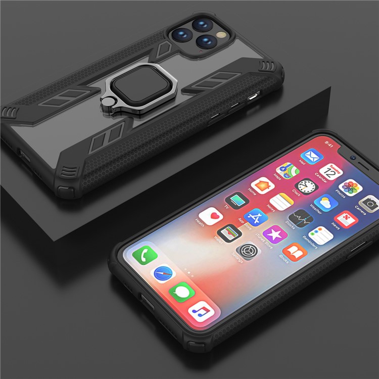 Warrior Style Rotating Ring Kickstand PC + TPU Hybrid Case for iPhone 11 Pro 5.8 inch (2019) - Black-6