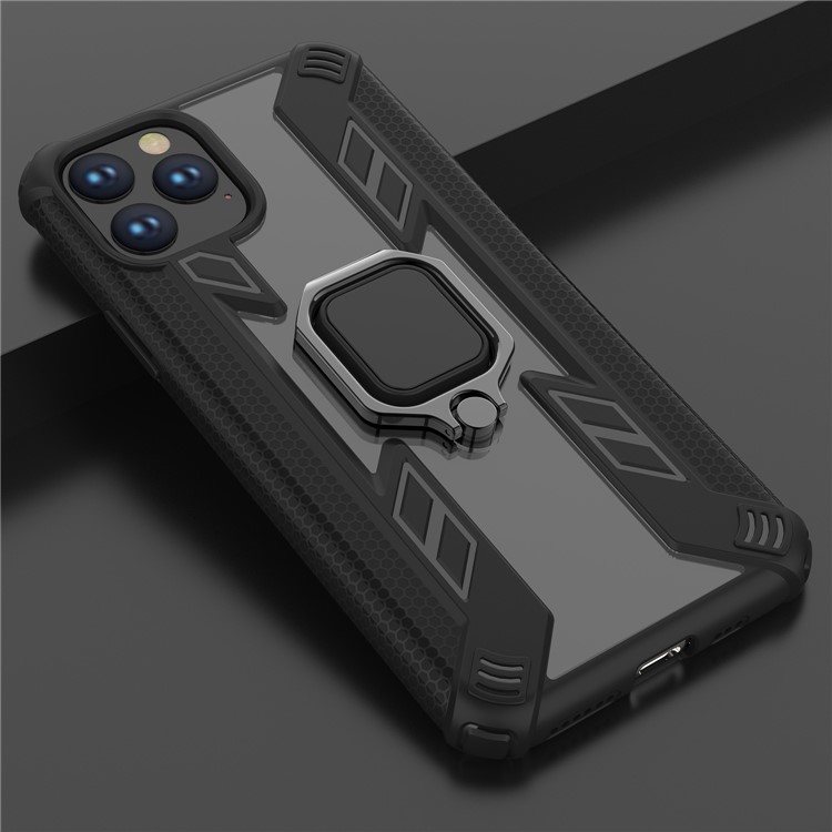 Warrior Style Rotating Ring Kickstand PC + TPU Hybrid Case for iPhone 11 Pro 5.8 inch (2019) - Black-7