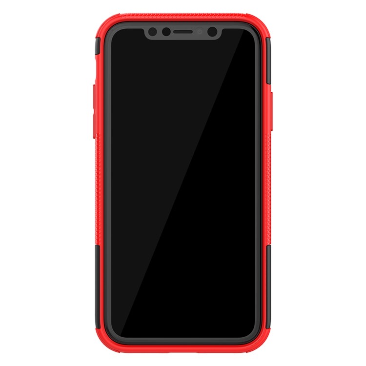 Cool Tyre Pattern PC + TPU Hybrid Case with Kickstand for iPhone 11 6.1 inch - Black / Red-4