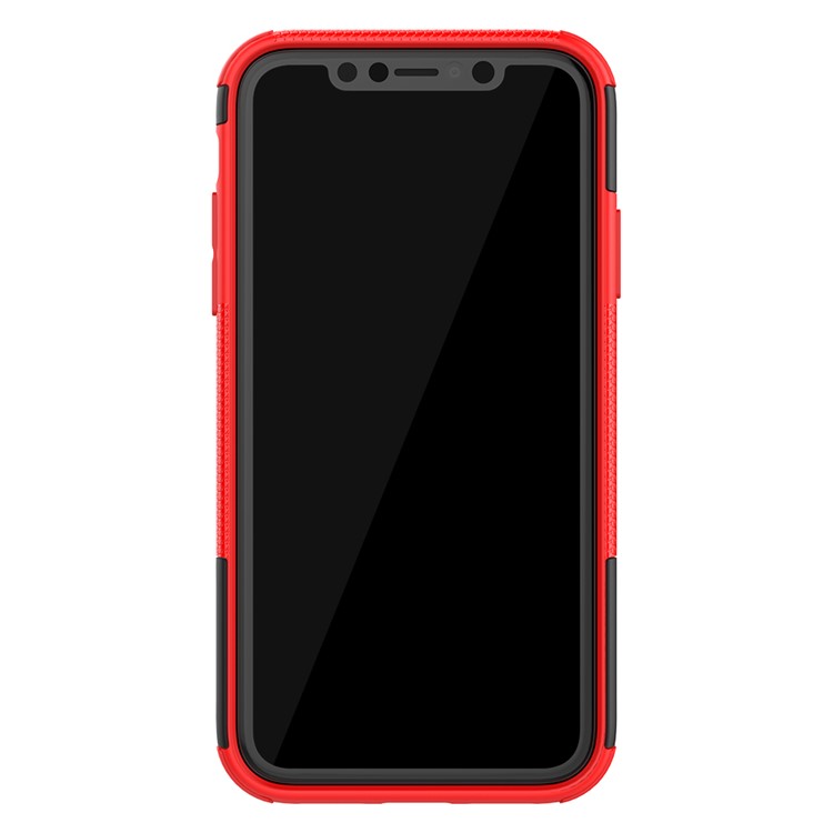 Padrão de Pneu Legal PC + TPU Case Híbrido Com Kickstand Para Iphone 11 6,1 Polegadas - Preto / Vermelho