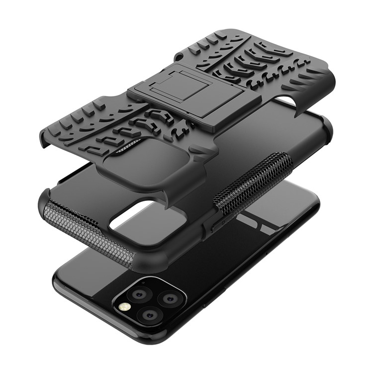 Tyre Pattern PC + TPU Hybrid Tablet Case with Kickstand for iPhone 11 Pro 5.8 inch - Black-6
