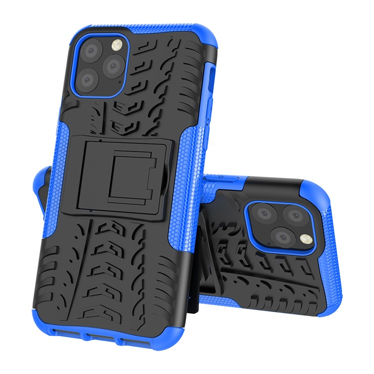 Case de Tableta Híbrida PC + TPU de Patrón de Neumáticos Con Kickstand Para Iphone 11 Pro 5.8 Pulgadas - Azul