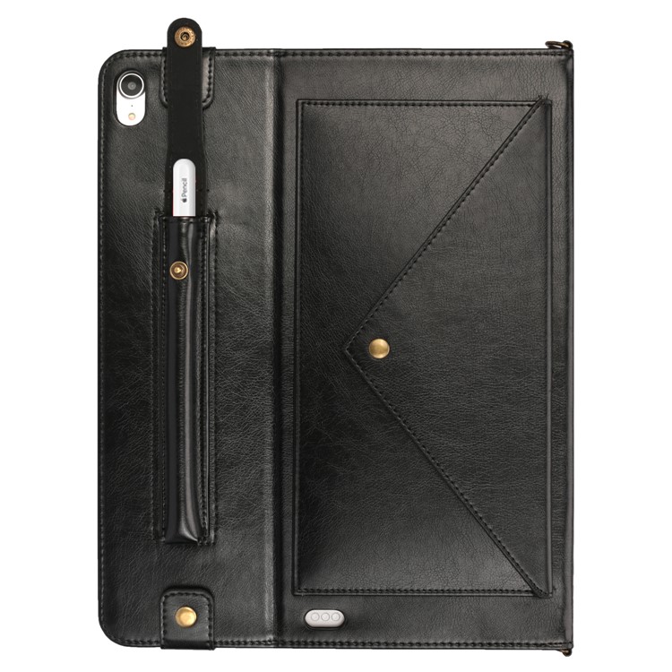 Envelop Style Wallet Leather Tablet Shell with Pen Slot for Apple iPad Pro 12.9-inch (2018) - Black-2