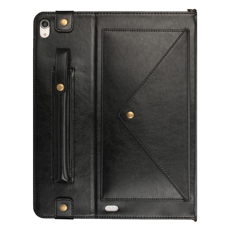 Envelop Style Wallet Leather Tablet Casing with Pen Pouch for Apple iPad Pro 11-inch (2018) - Black-2