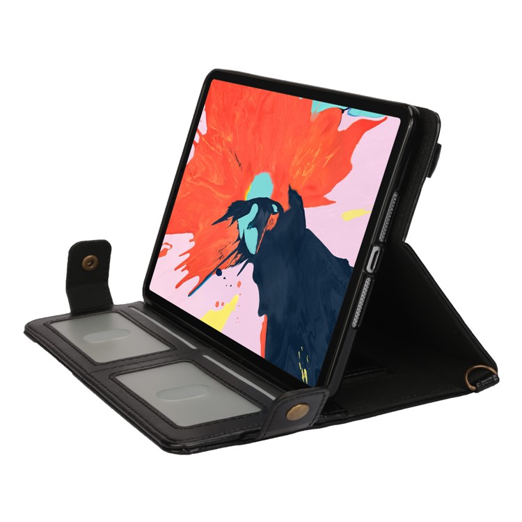 Envelop Style Wallet Leather Tablet Casing with Pen Pouch for Apple iPad Pro 11-inch (2018) - Black-6