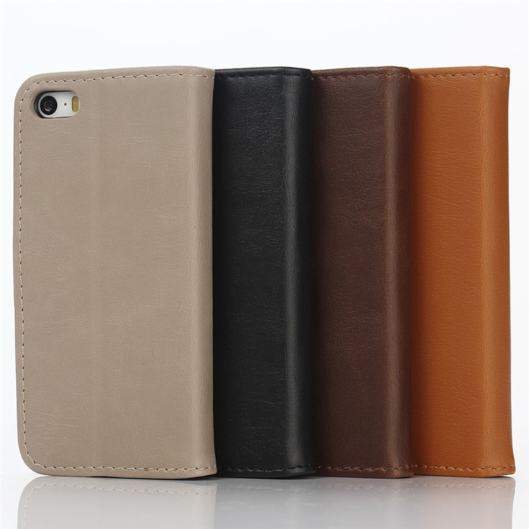 Retro Style Leather Wallet Flip Cover for iPhone SE/5s/5 - Coffee-6