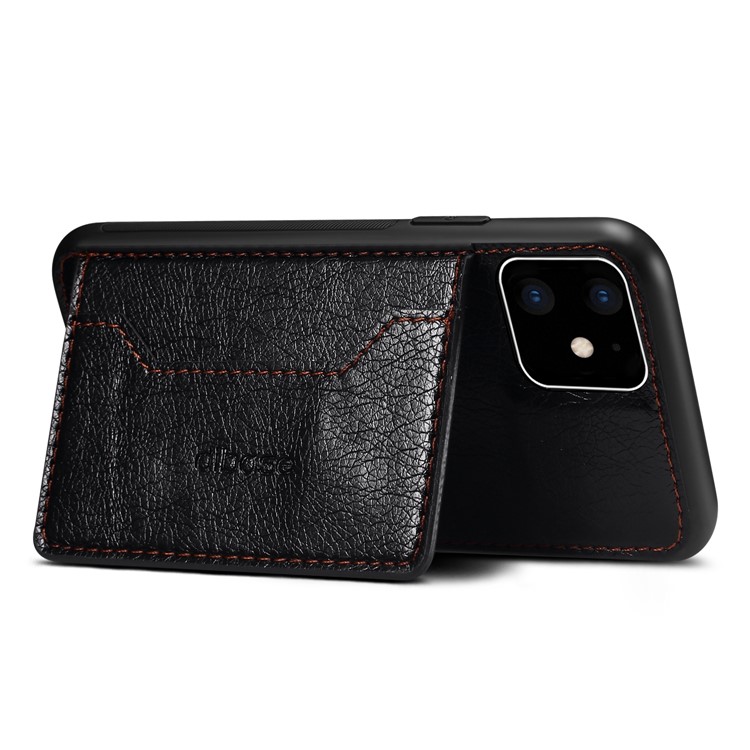 Crazy Horse Texture Leather Phone Case Cover with Card Holder Kickstand for iPhone 11 6.1-inch - Black-3