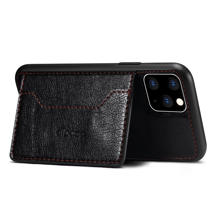 Crazy Horse Texture Leather Phone Case Cover with Card Holder Kickstand for iPhone 11 Pro 5.8-inch - Black-3