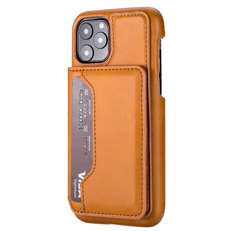 PU Leather + PC Card Holder Kickstand Phone Case for iPhone 11 6.1 inch - Brown-7