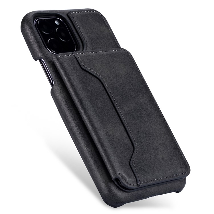 Couro Pu + Titular Do Cartão Pc Tampa Do Telefone Kickstand Para Apple Iphone 11 Pro 5,8 Polegadas - Preto-2