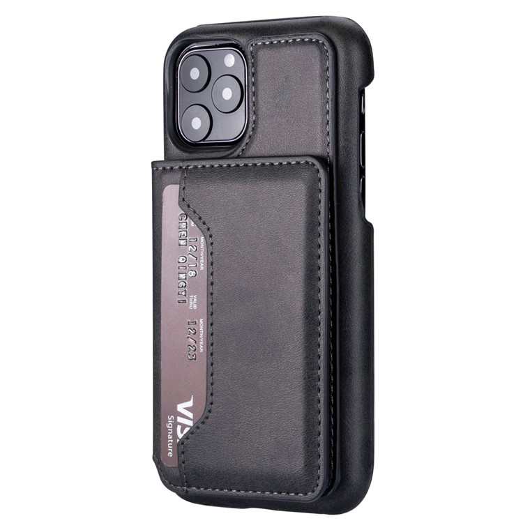 Couro Pu + Titular Do Cartão Pc Tampa Do Telefone Kickstand Para Apple Iphone 11 Pro 5,8 Polegadas - Preto-3