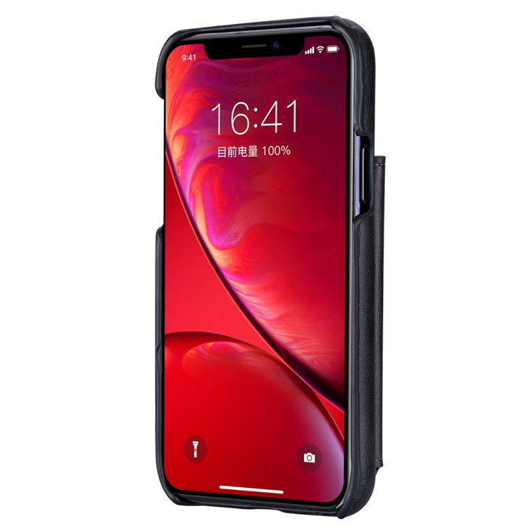 Couro Pu + Titular Do Cartão Pc Tampa Do Telefone Kickstand Para Apple Iphone 11 Pro 5,8 Polegadas - Preto-4