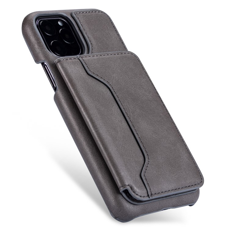 Couro Pu + Titular Do Cartão Pc Tampa Do Telefone Kickstand Para Apple Iphone 11 Pro 5,8 Polegadas - Cinzento-2