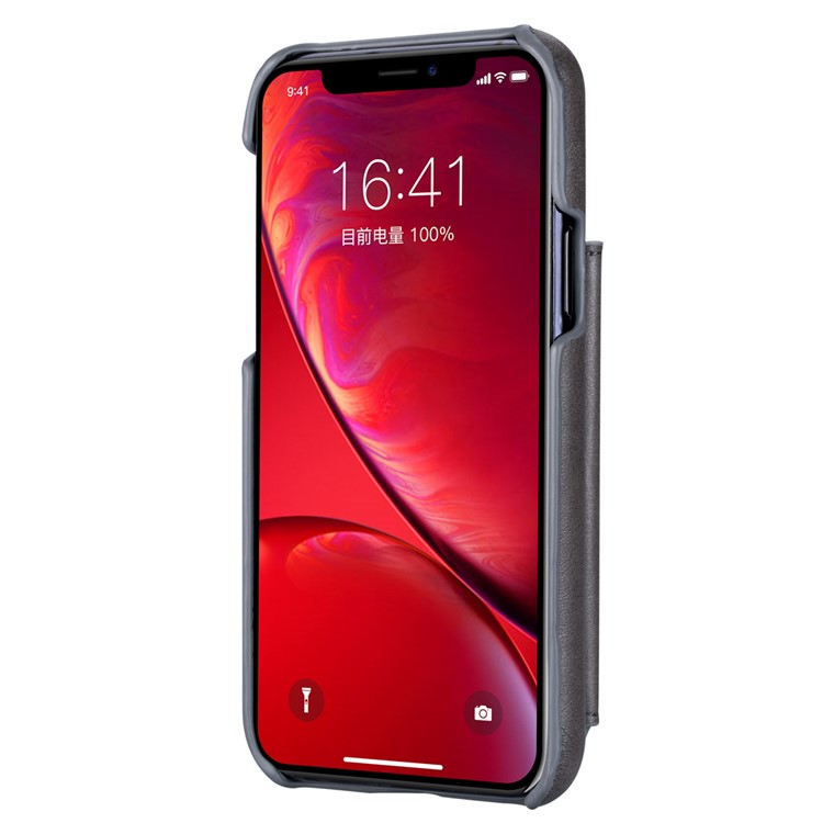 Couro Pu + Titular Do Cartão Pc Tampa Do Telefone Kickstand Para Apple Iphone 11 Pro 5,8 Polegadas - Cinzento-3
