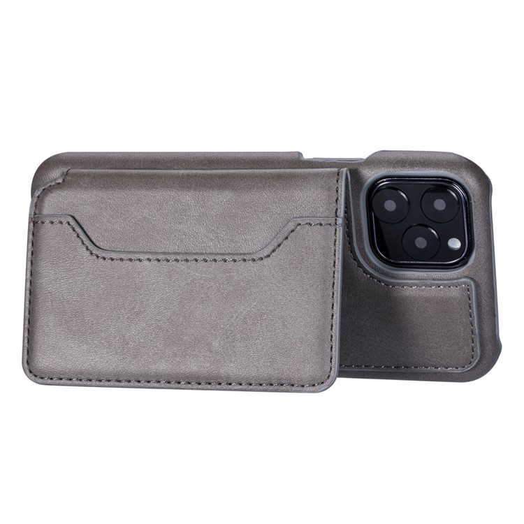 Couro Pu + Titular Do Cartão Pc Tampa Do Telefone Kickstand Para Apple Iphone 11 Pro 5,8 Polegadas - Cinzento-6